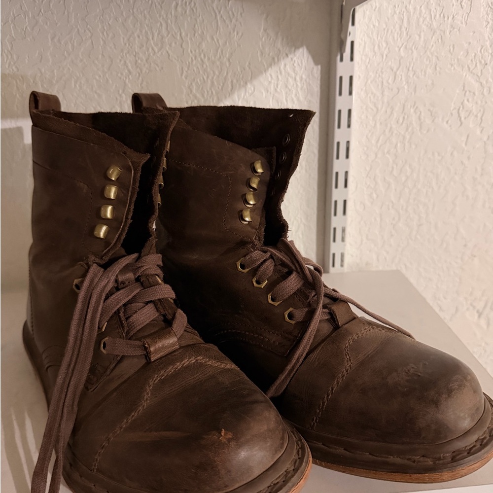 Dr. Martens Brown Leather Lace-Up Combat Boots